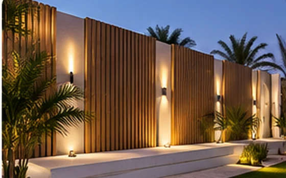 كسوة بخطوط عمودية وإضاءة في تصميم معماري